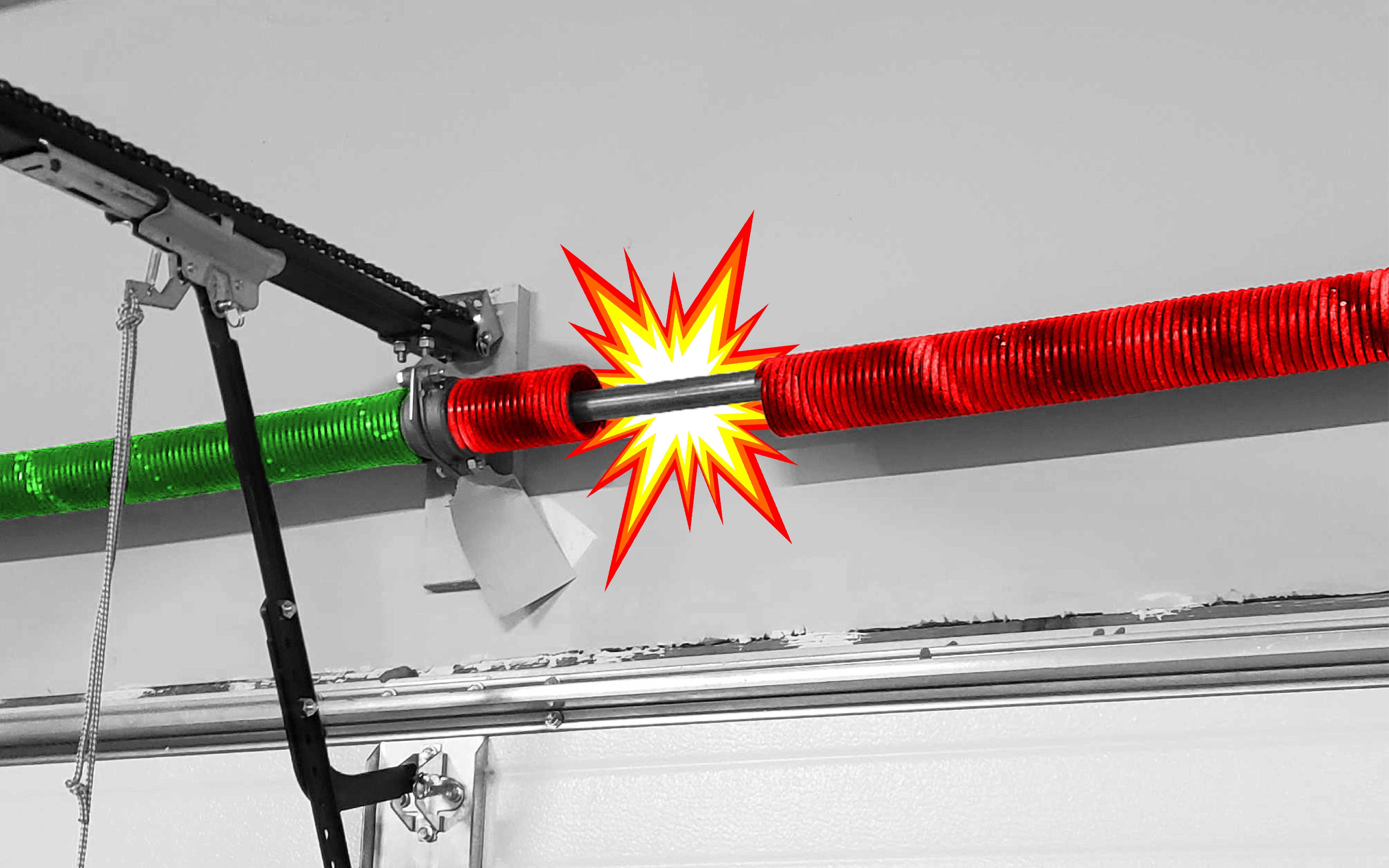 Broken-Spring-Boom-01 garage door opener repair